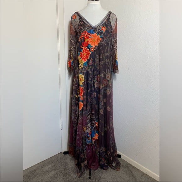 Johnny Was Kyler Mesh Dress Size XXS Embroidery w/ many loose threads throughout - Picture 5 of 14